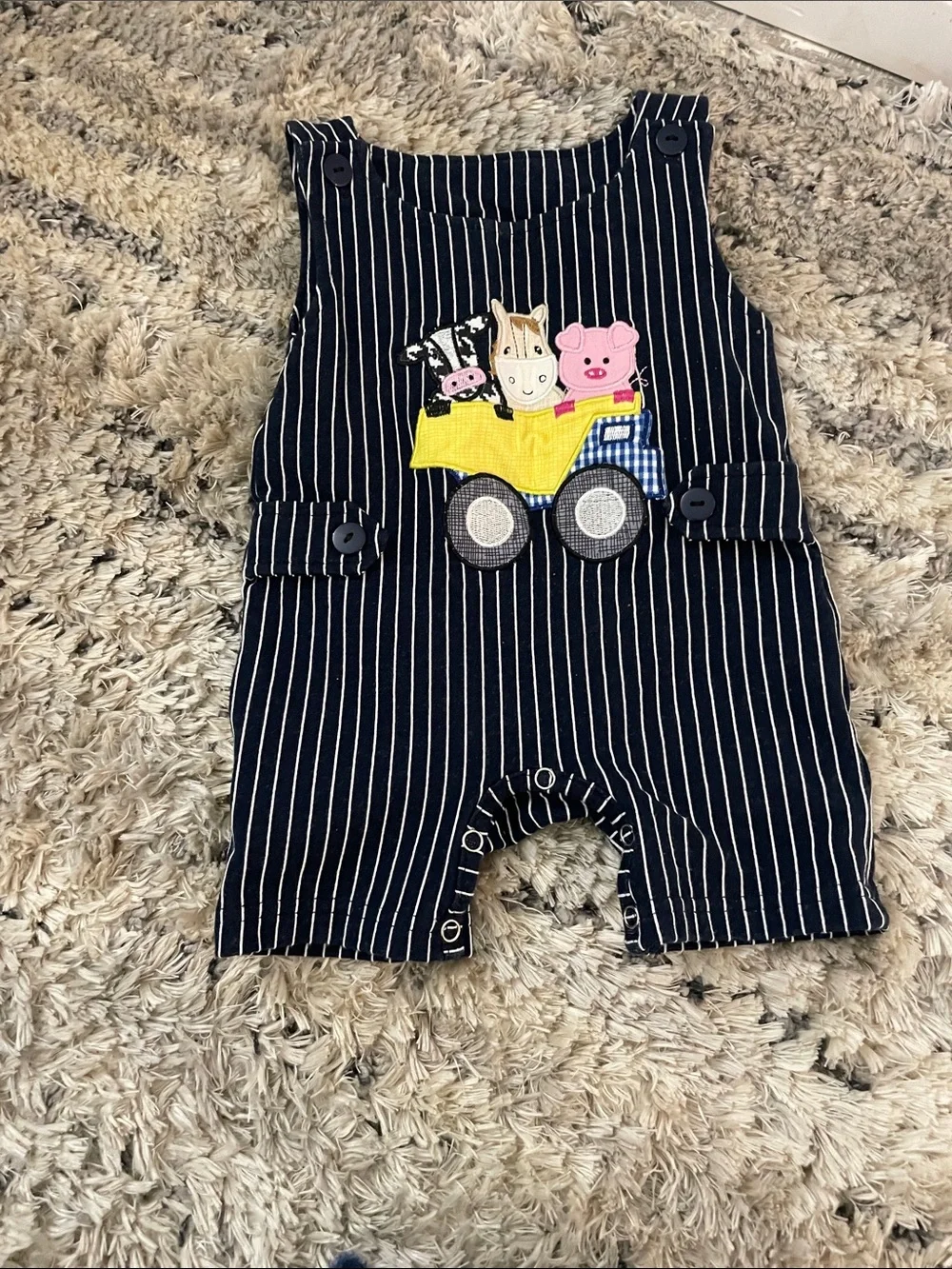 Yellow Plaid Baby Overalls with Bee Trim